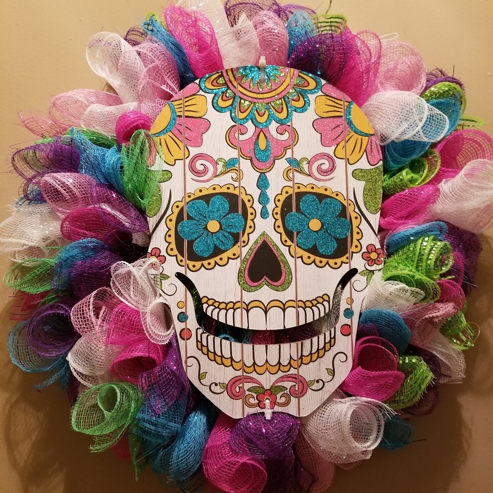 Sugar skull Halloween wreath
